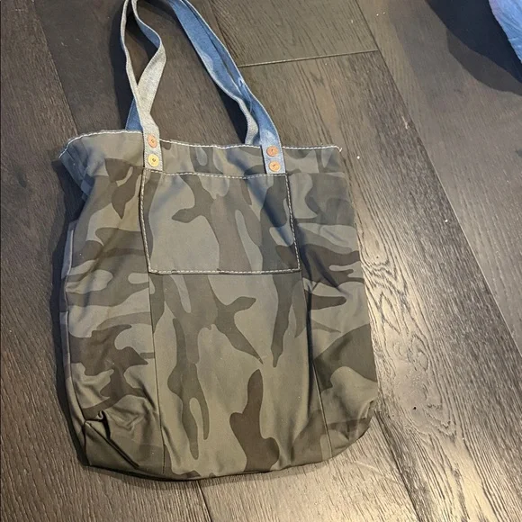 True Religion Olive & Gray Camouflage Tote with Denim Straps - Picture 2 of 3